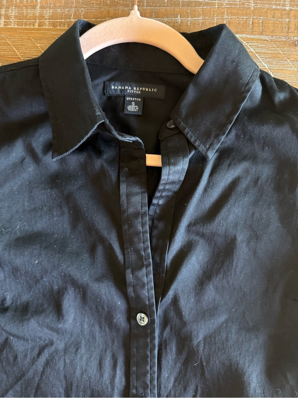 Banana Republic Black Tailored Cotton Stretch Button Up Small